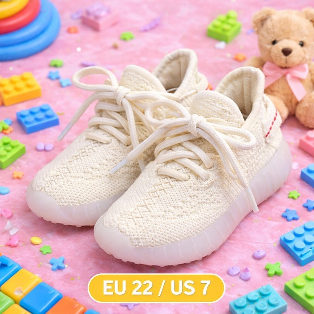 Cream Knit Toddler Sneakers Sock Style EU 22 US 7
